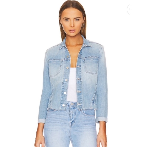L’Agence Janelle Slim Raw Edge Denim Jacket. - Picture 1 of 9